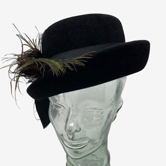 Peachbloom Velour Union Made Swagger Black with Vintage Hat Box - Picture 8 of 16